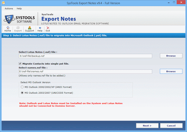 Convert Lotus Notes NSF File into Outlook PST File